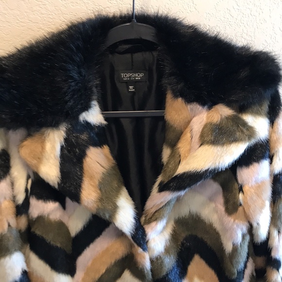 Patchwork multi toned faux fur coat - Picture 5 of 11